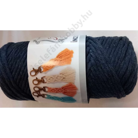 Glamour hobby makramé fonal 3 mm, sötétszürke