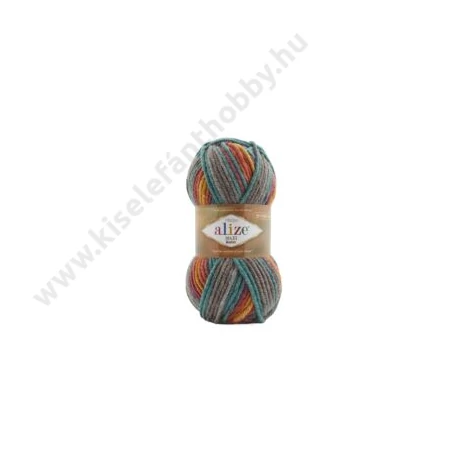 Superlana maxi batik türkiz-szürke-prios-sárga színátmenetes - 7830