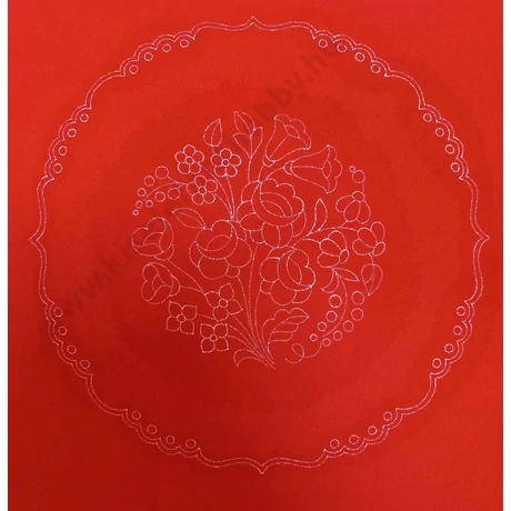 Előrajzolt hímezhető kézimunka futó 30 x 30 cm - kalocsai minta, piros alapon