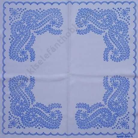 Előnyomott kézimunka (53X53-14)  karádi/fehér hímzés