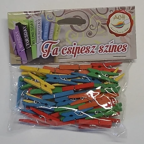 Színes facsipeszek 3X0,4 cm, 50 db