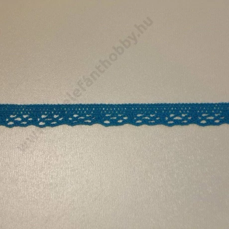 Türkizkék pamut csipke 1 cm